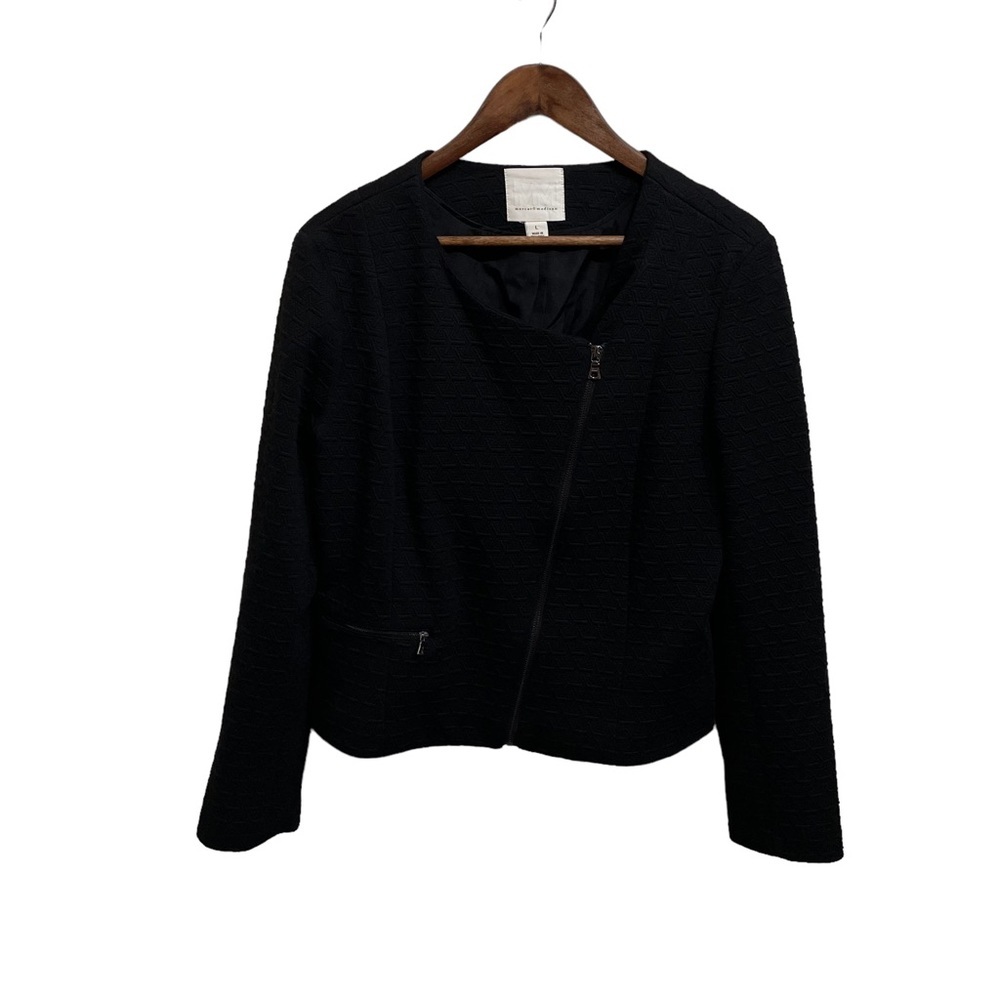 Mercer & Madison Womens Zip Up Jacket Black Size Large 20 x 22